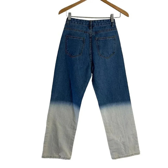 Dip Bleached High Waisted Jeans Colorblock Grunge Streetwear Size Small Denim - Picture 2 of 8